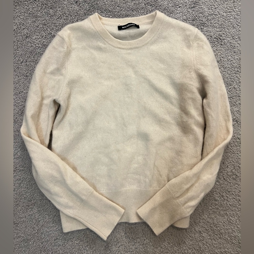 NAADAM Cream Crewneck 100% Cashmere Sweater